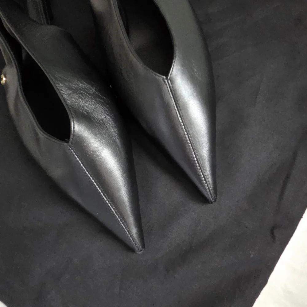 Anine Bing Hilda Slingback Black Leather Flats - Picture 5 of 12